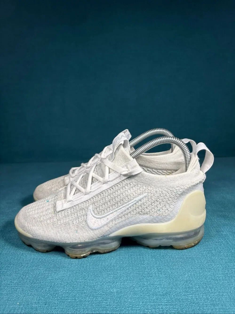 Nike Air VaporMax 2021 Flyknit Womens 6.5 Pure Platinum White Shoes DC4112-100